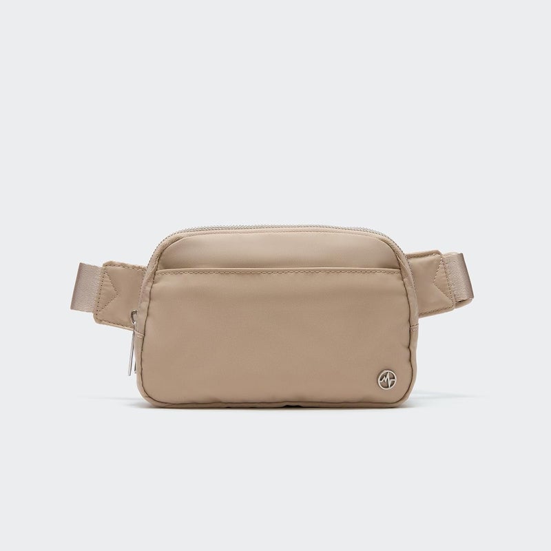 Pander Everywhere Belt Bag for Women, 5 Zipper Pockets Nylon Crossbody Fanny Pack Purse (Raw Linen). - Image 2